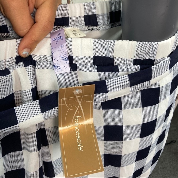 Blue and white gingham print shorts with tie - Picture 5 of 7